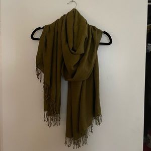 Eileen Fisher green raw silk scarf